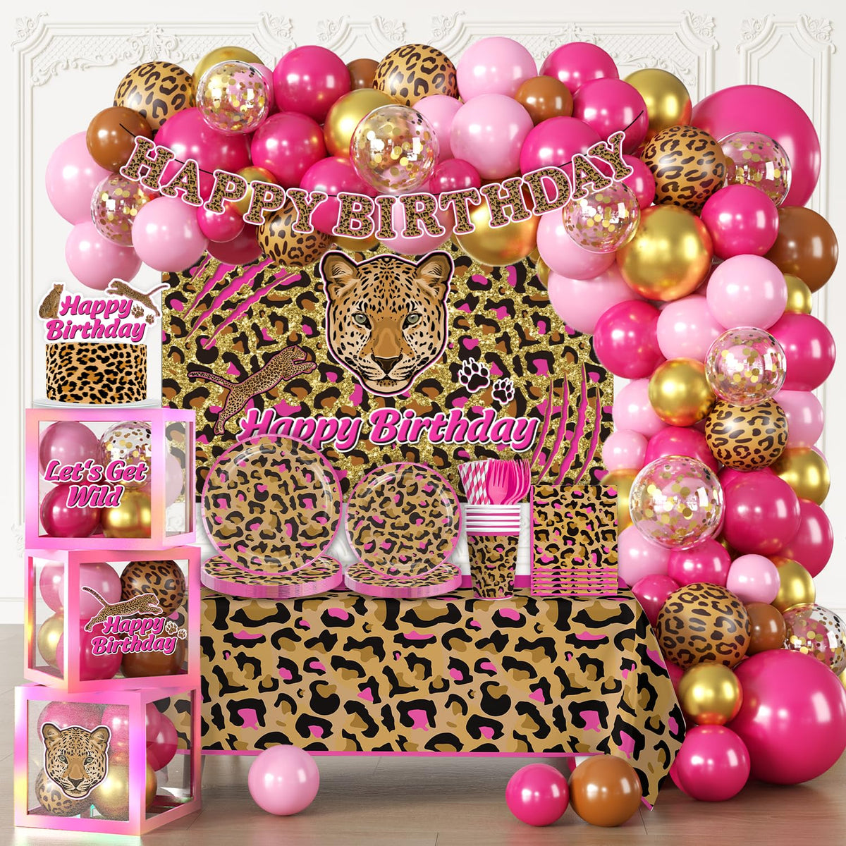 Fexivo pink cheetah backdrop for bold party photos