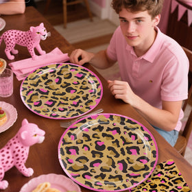 Fexivo pink leopard tablecloth to complement table settings