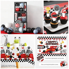 Fexivo race car foil balloons boost high-energy decoration.