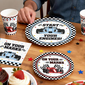 Fexivo race car honeycomb centers provide festive table accents.