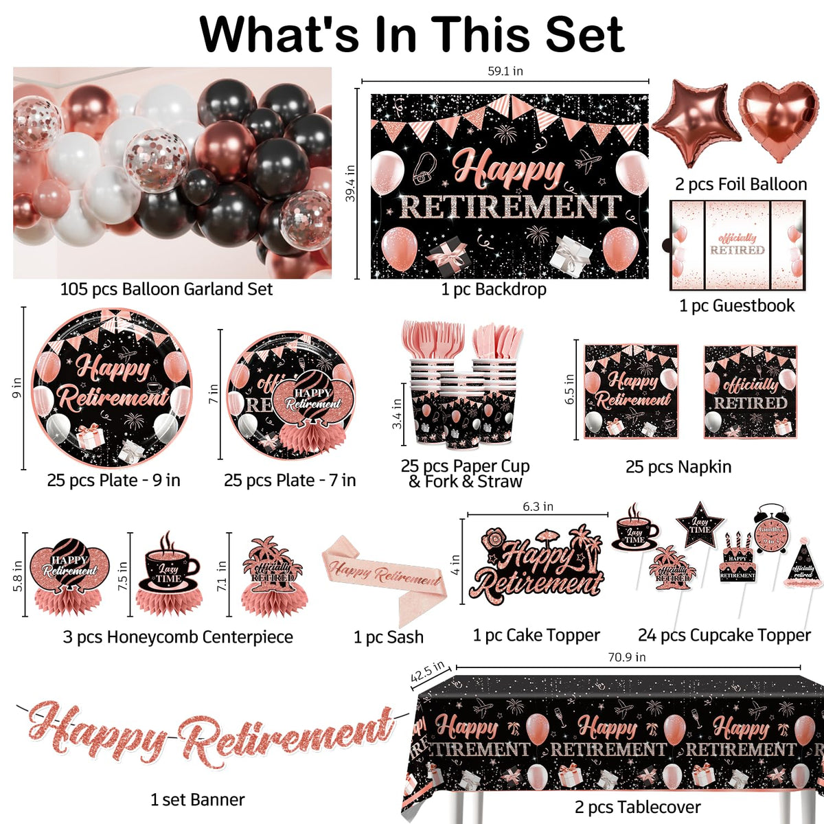 Fexivo rose gold retirement backdrop (59x39 inches) creates a photo wall