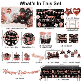 Fexivo rose gold retirement backdrop (59x39 inches) creates a photo wall