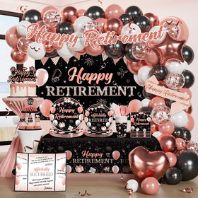 Fexivo retirement banner in rose gold for a festive office farewell