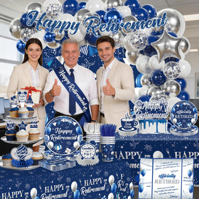 Fexivo retirement foil balloons in heart and star shapes add festive accents.
