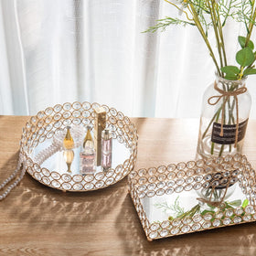 Feyarl perfume and jewelry display tray keeps essentials organized.