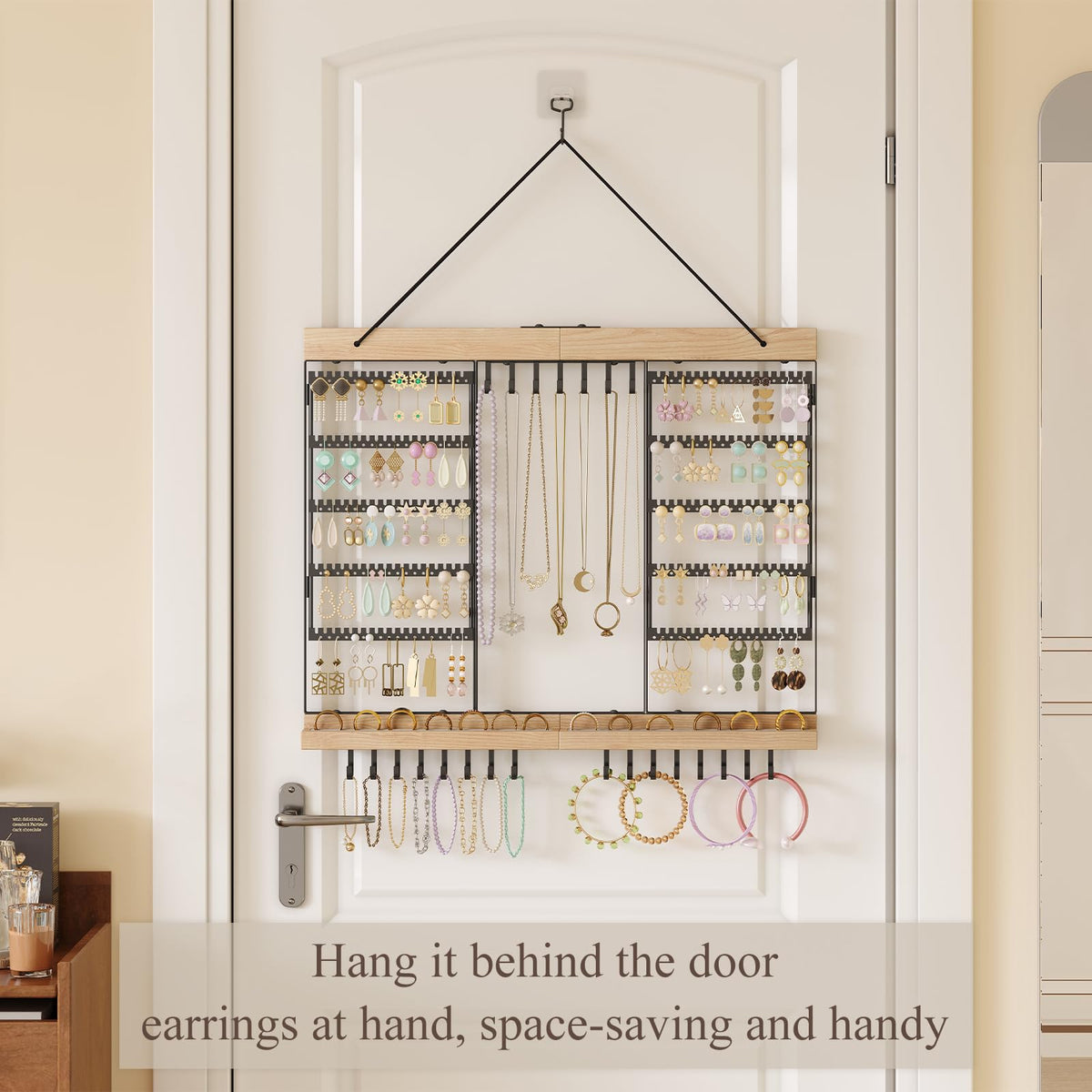 Feyejade durable wood and matte black metal finish