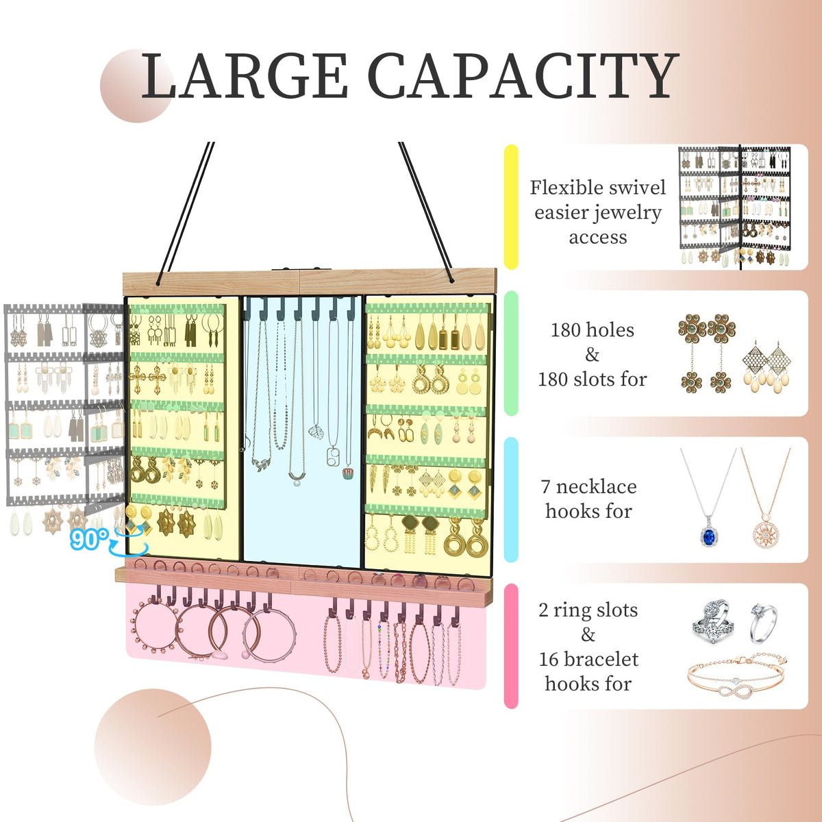 Feyejade high-capacity earring storage supports many pieces