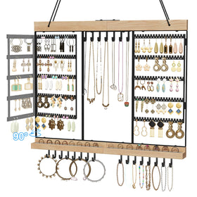 Feyejade large rotating jewelry organizer front view showing organized storage