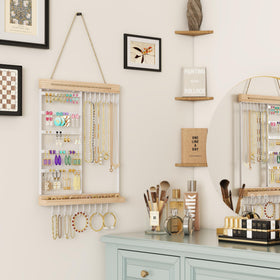 Feyejade wall-mounted 5-tier display in white showcases jewelry neatly.