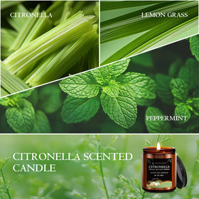 FF FRAGRFLOWING Citronella candle on outdoor table with summer evening ambience