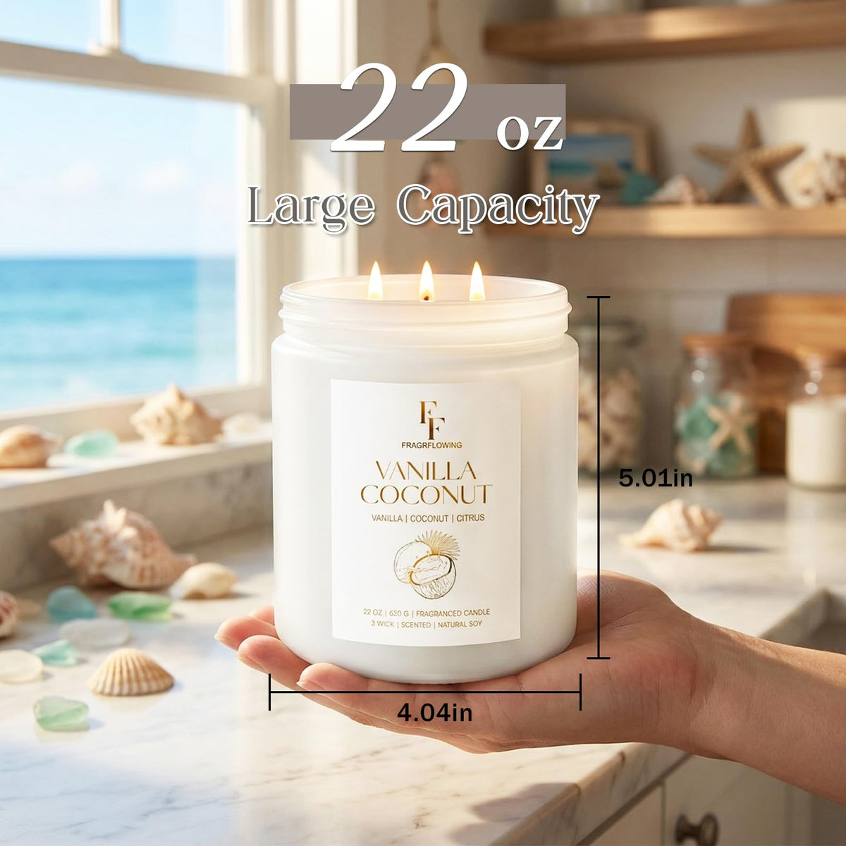 FF FRAGRFLOWING Vanilla Coconut candle melt pool demonstrates clean burn