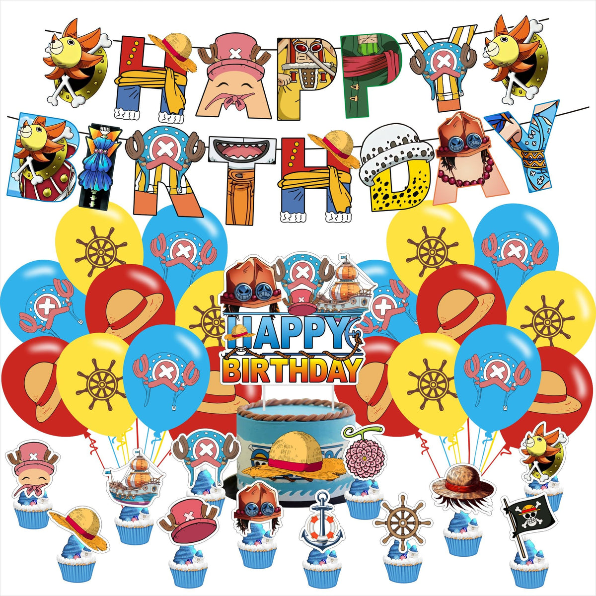 FFGJA H Cartoon birthday banner enhances festive celebrations for kids