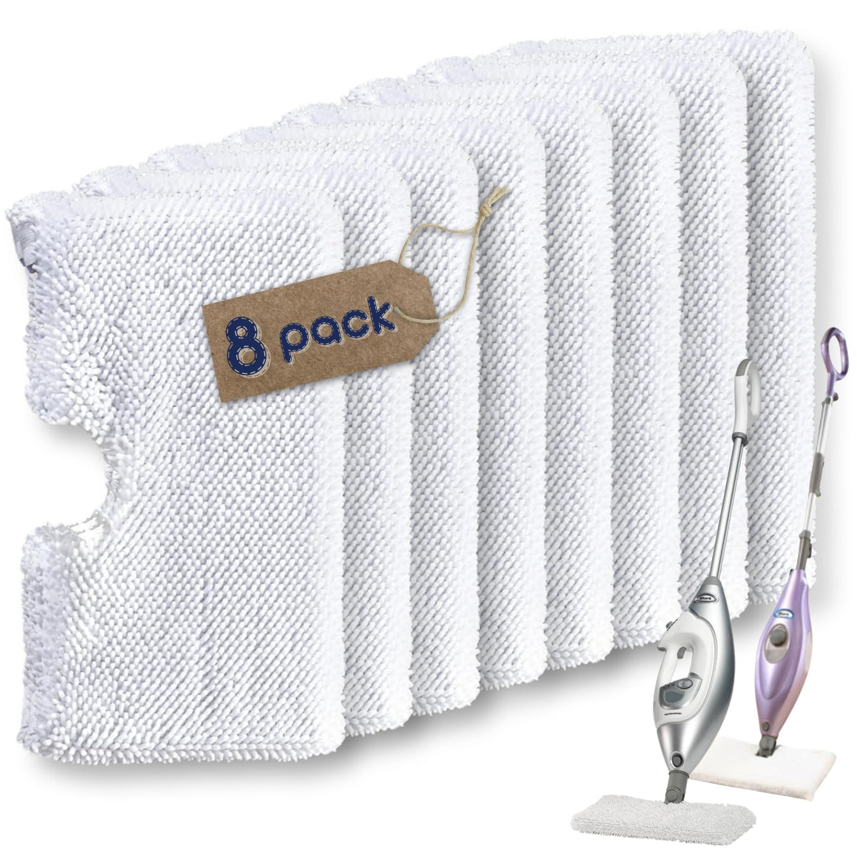 F Flammi pad front view demonstrates microfiber power for deep cleaning.