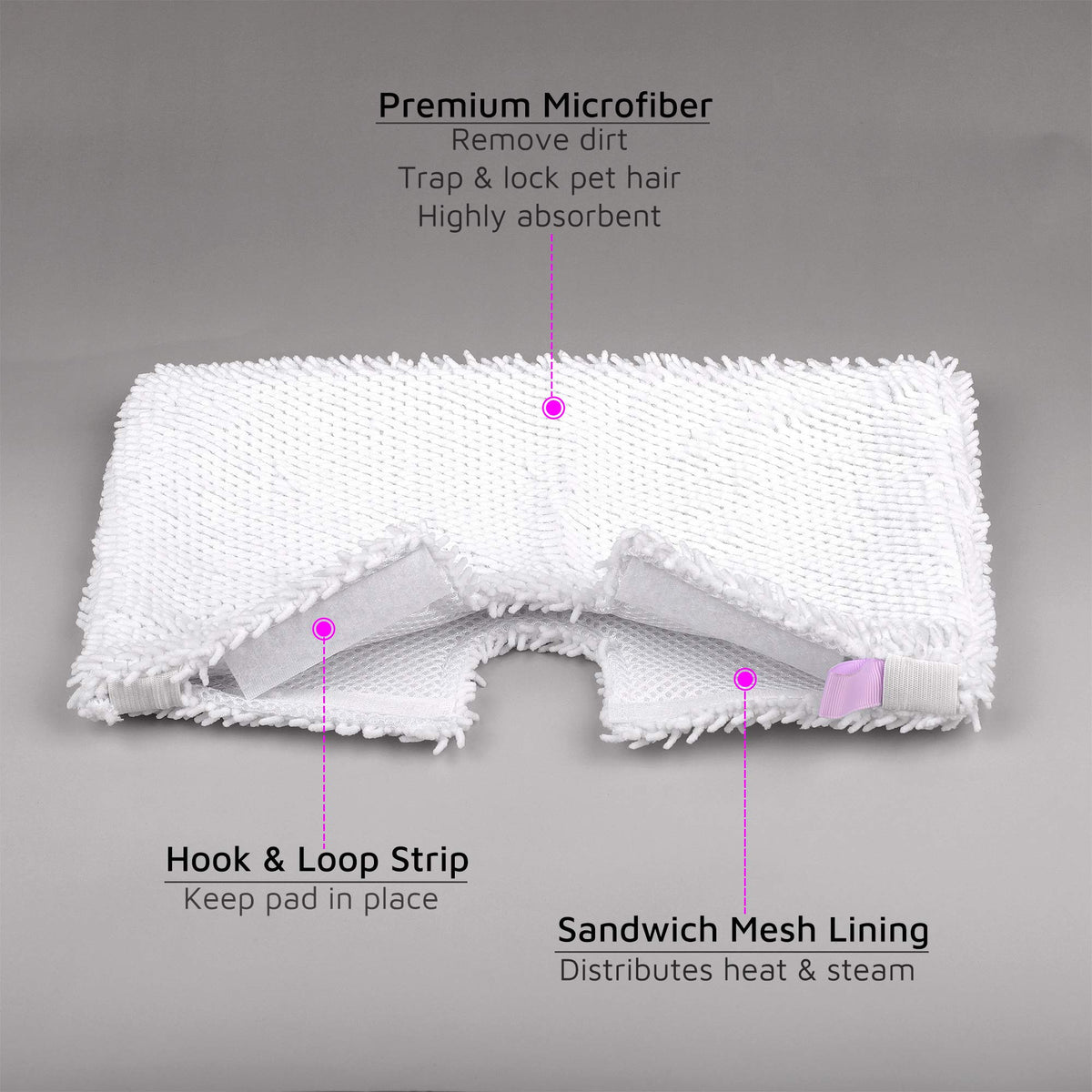 F Flammi microfiber close-up shows thick nap for tough grime pickup.