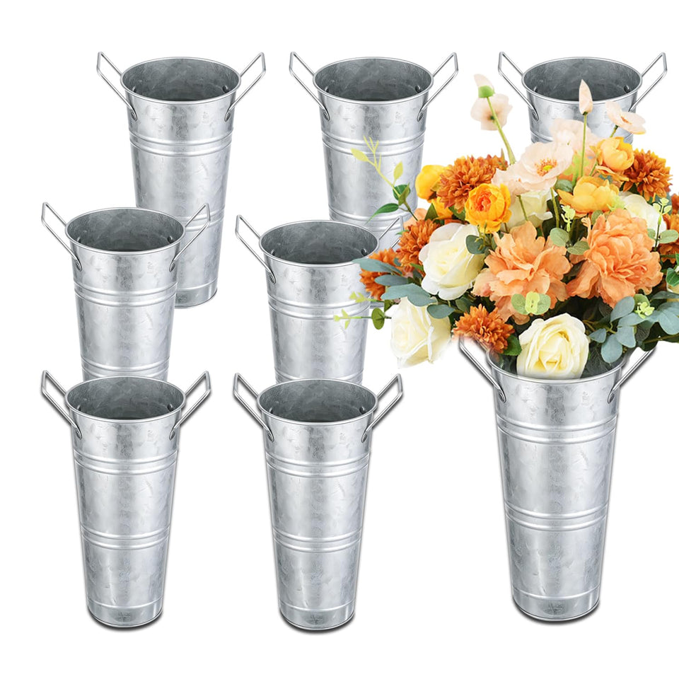 FGGHFT 10-inch galvanized flower buckets with sturdy handles for home decor
