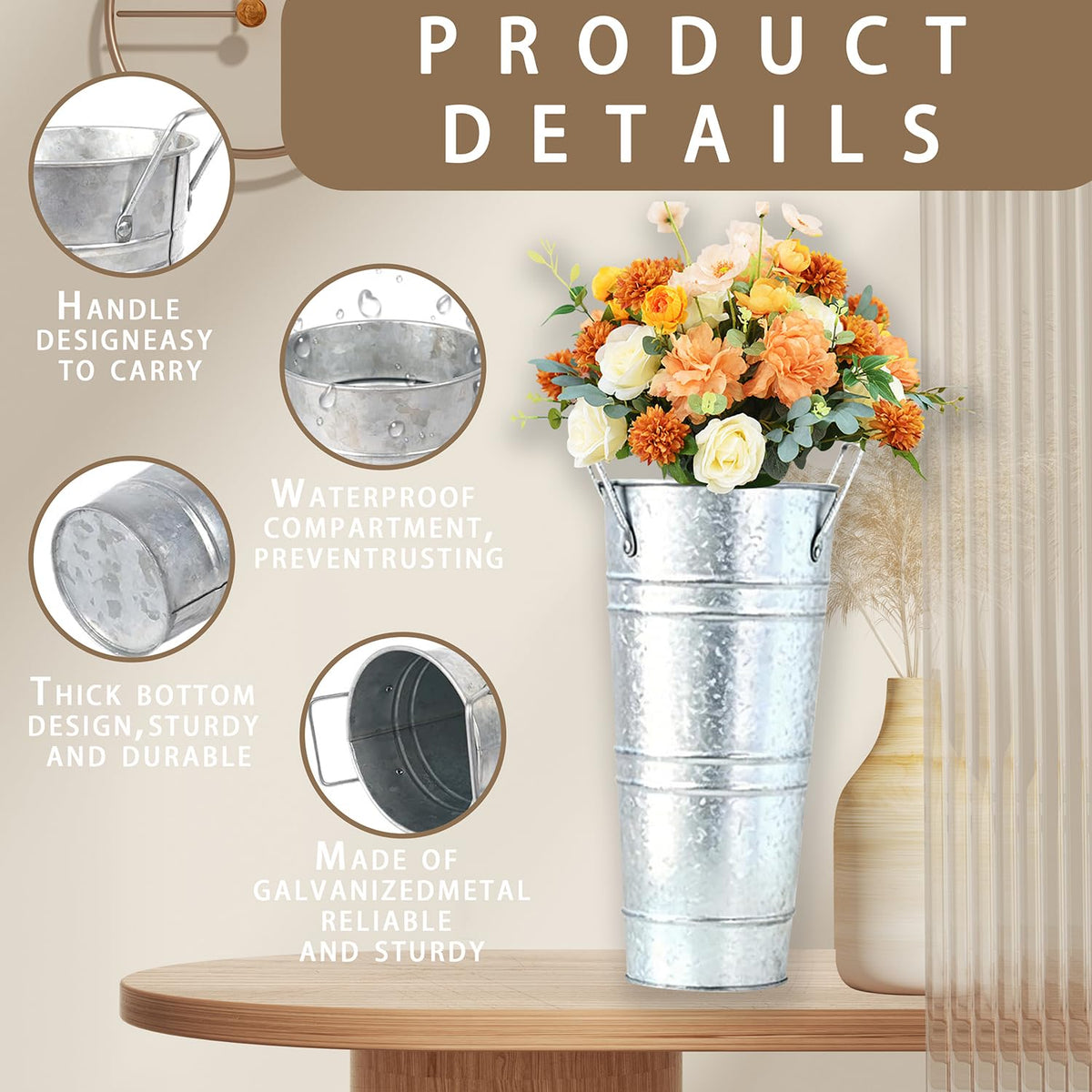 FGGHFT French country style buckets perfect for rustic centerpieces