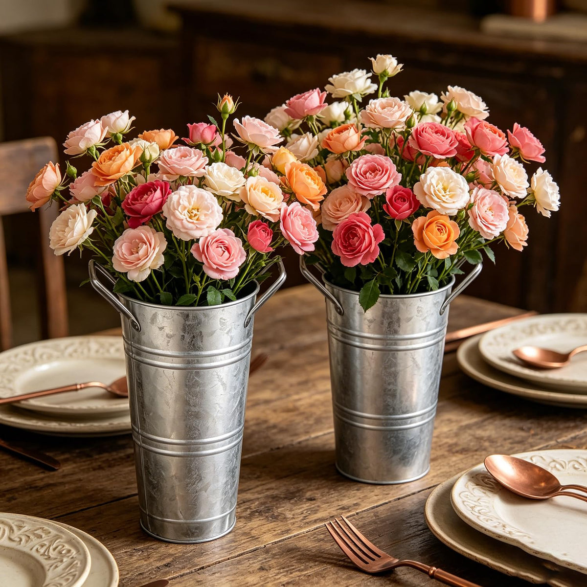 FGGHFT Galvanized planters set offers versatile wedding and event decor