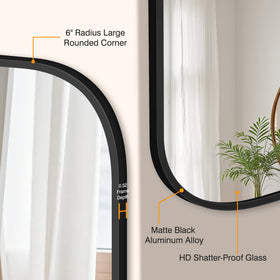 FGU bathroom mirror side angle highlights the black matte frame
