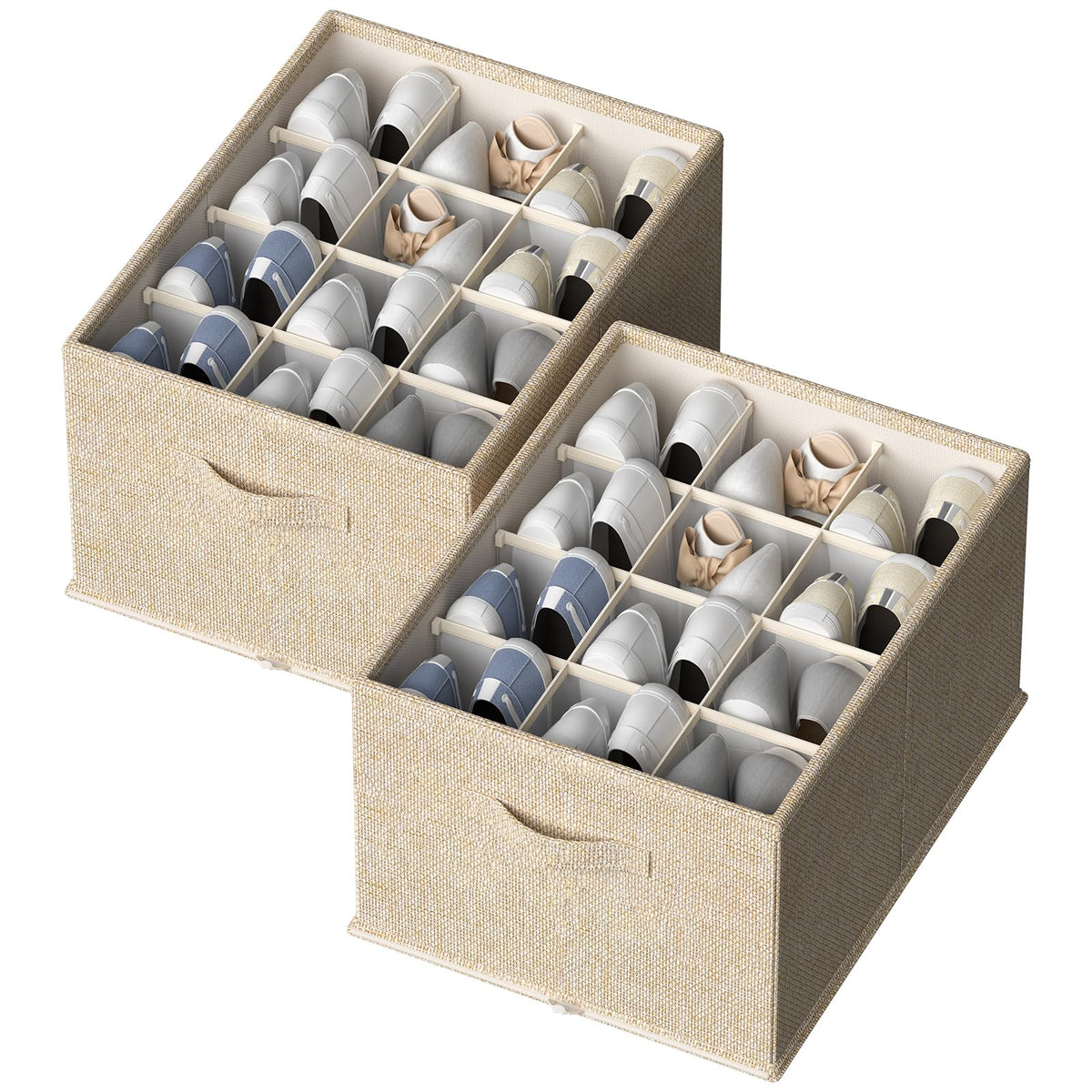FHSQX 2-pack shoe organizer in closet showing vertical stacking for easy access