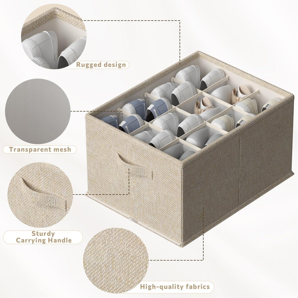 Sturdy bottom support and reinforced panels protecting shoes