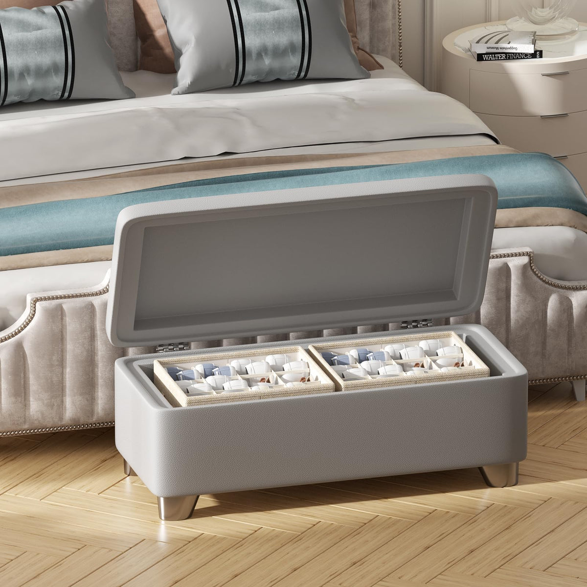 Foldable shoe organizer from FHSQX folded flat for space saving