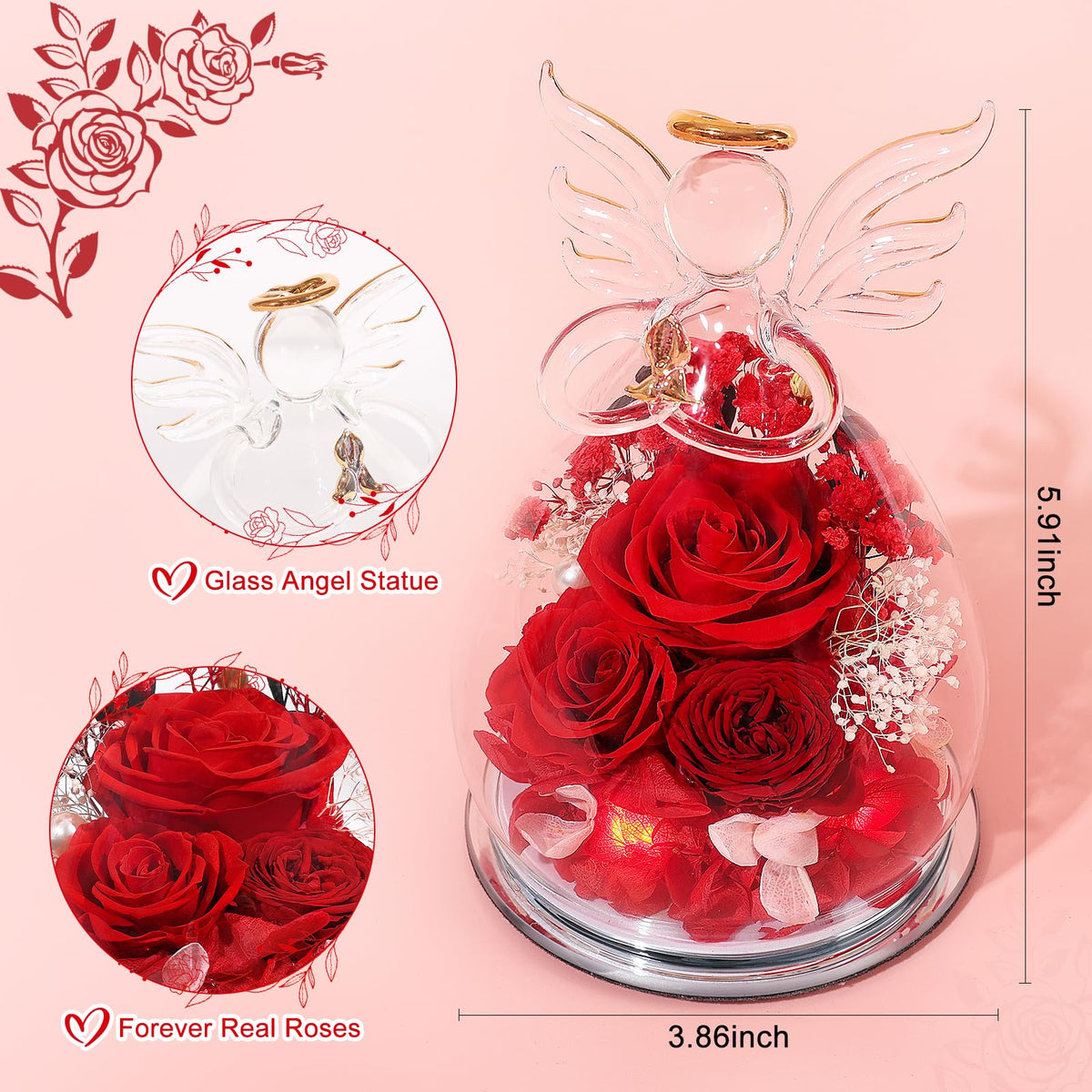 FIACO angel figurine with LED lights creating warm ambiance for celebrations.