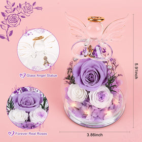 FIACO angel figurine with LED rose dome creates warm home ambiance.
