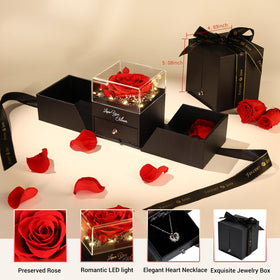 FIACO eternal rose with heart pendant reveals the love message in light.