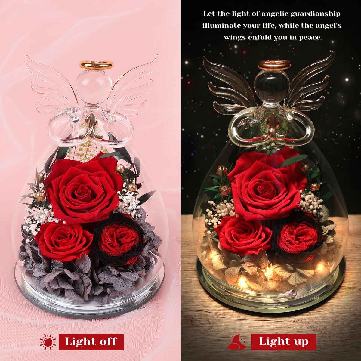 FIACO eternal rose in glass dome maintains vibrant color for years