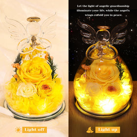 FIACO glass rose dome on clear base preserves color for years