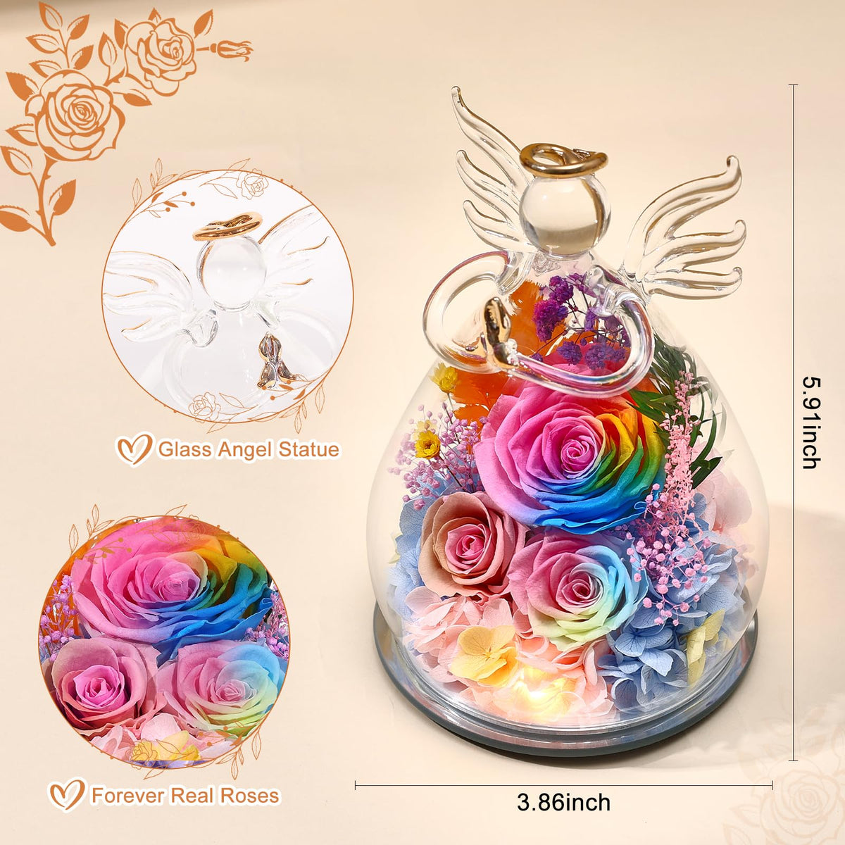 FIACO LED angel figurine with warm light for cozy ambiance.