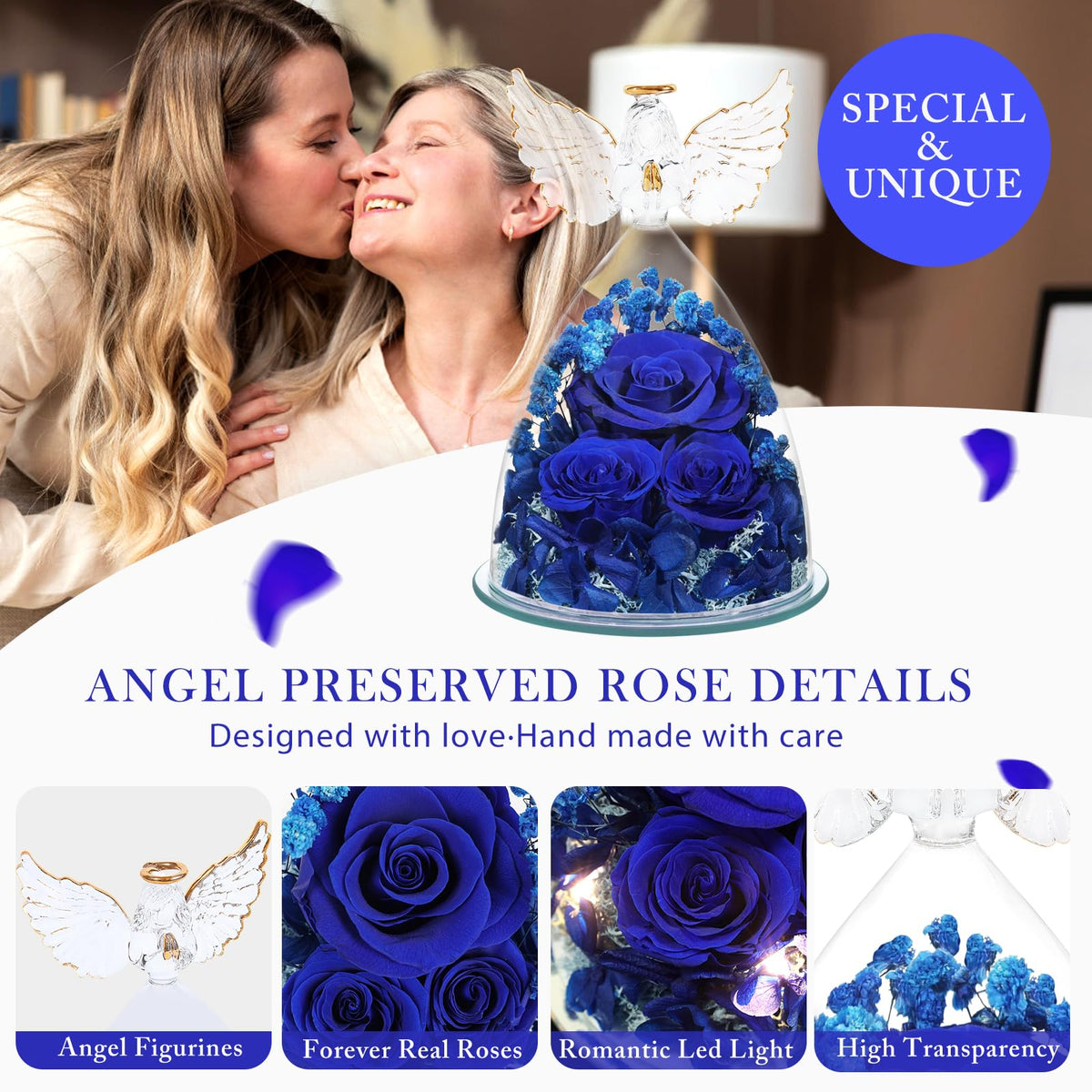 Fiaco LED-lit angel rose adds warm ambiance to any space
