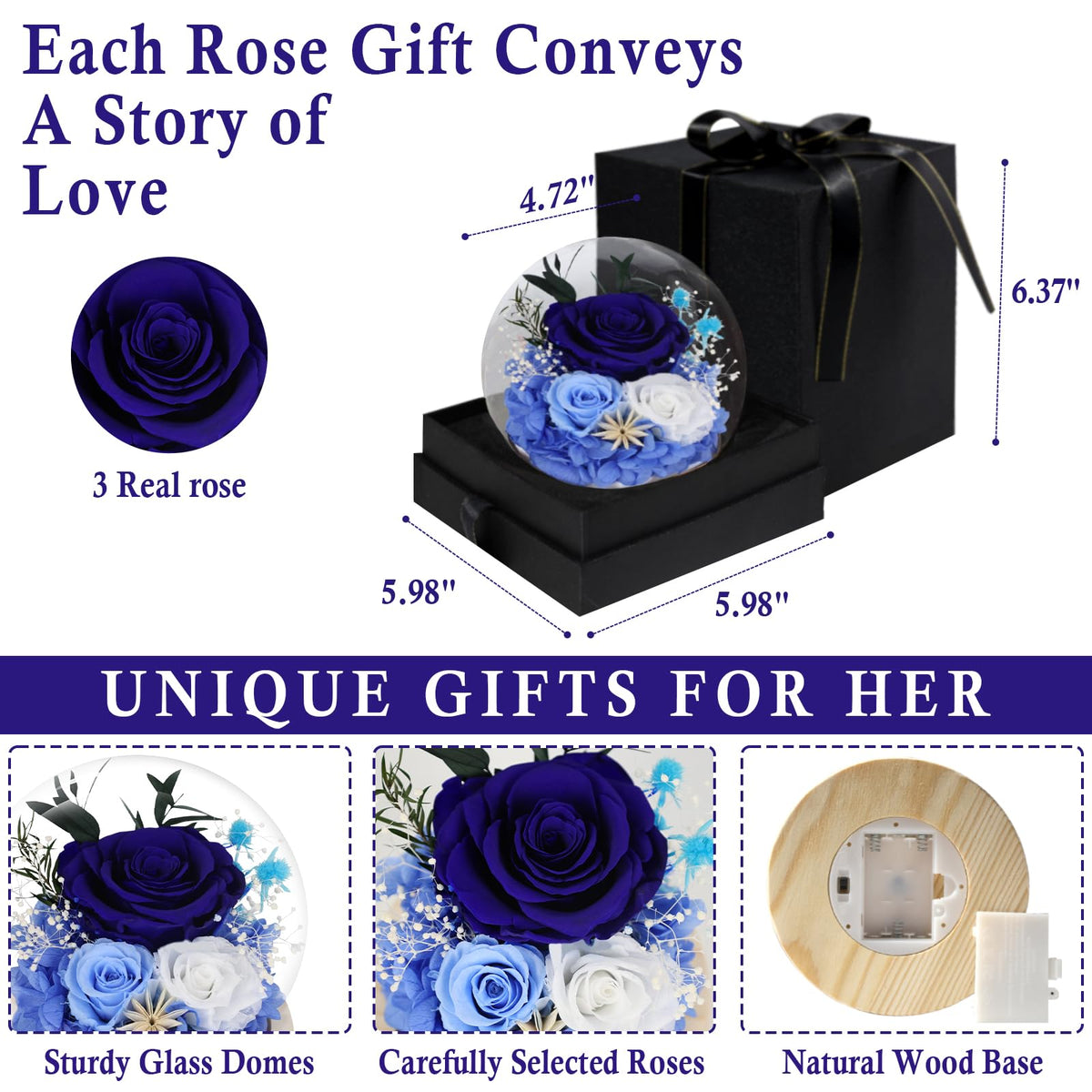 FIACO maintenance-free preserved rose, no watering required.