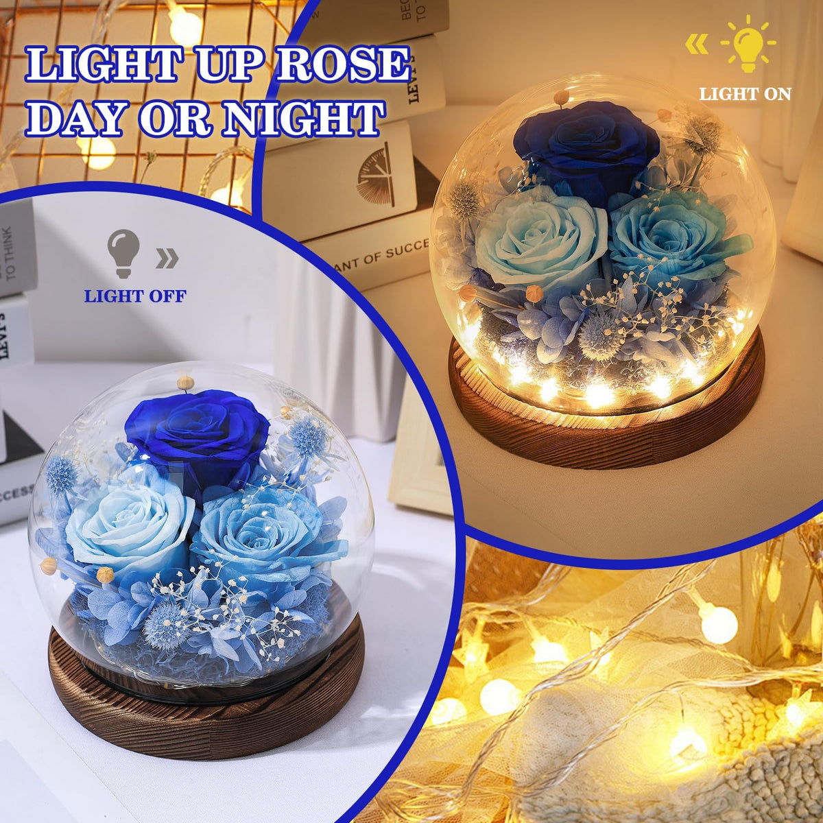 FIACO ornamental desk rose under glass dome adds romantic charm.