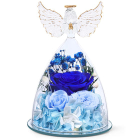 FIACO preserved rose under a glass angel dome enhances home decor with lasting beauty