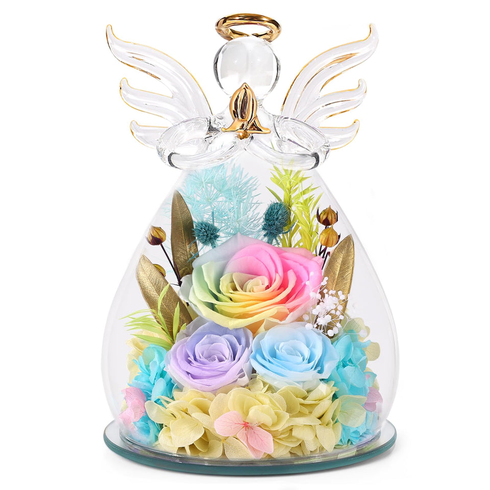 FIACO preserved rose in a glass angel dome, a timeless keepsake gift for her