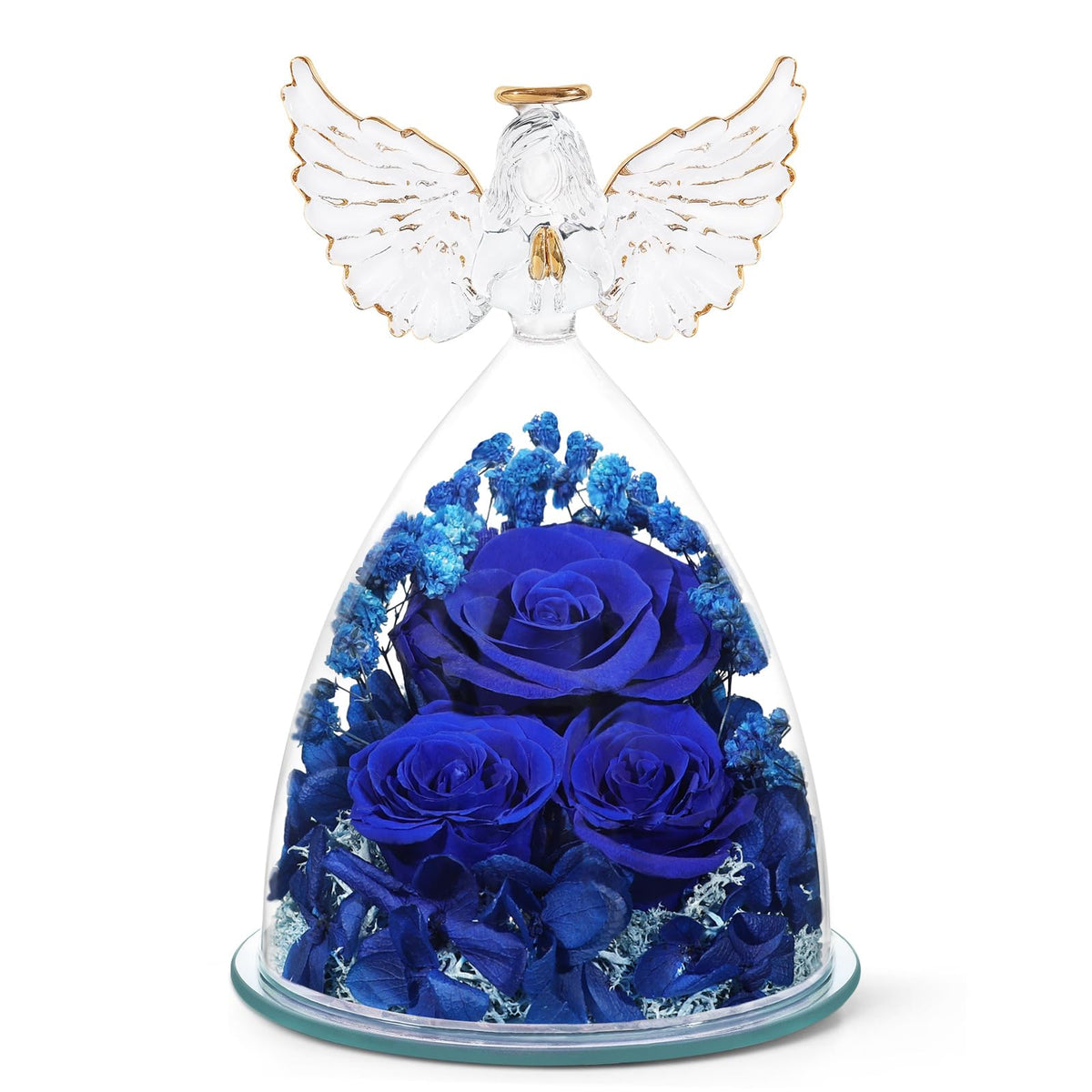 Fiaco preserved rose angel gift with glass dome, enduring keepsake for Mom
