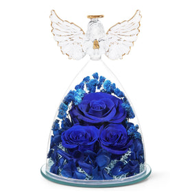 Fiaco preserved rose angel gift with glass dome, enduring keepsake for Mom