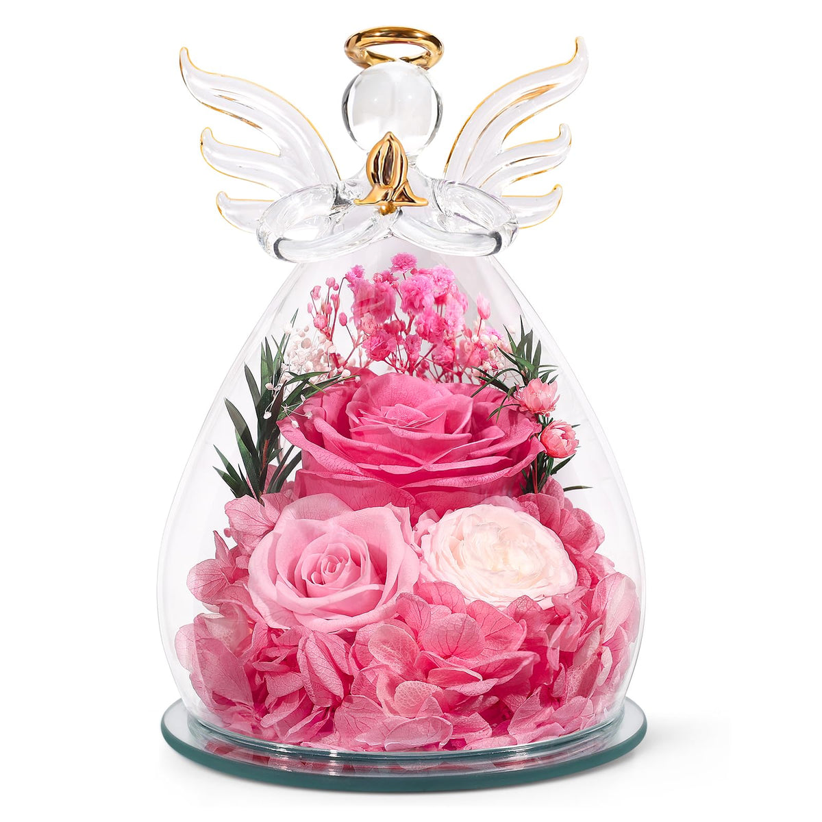 FIACO preserved rose in a glass angel figurine for a timeless, heartfelt gift.