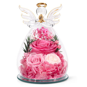 FIACO preserved rose in a glass angel figurine for a timeless, heartfelt gift.