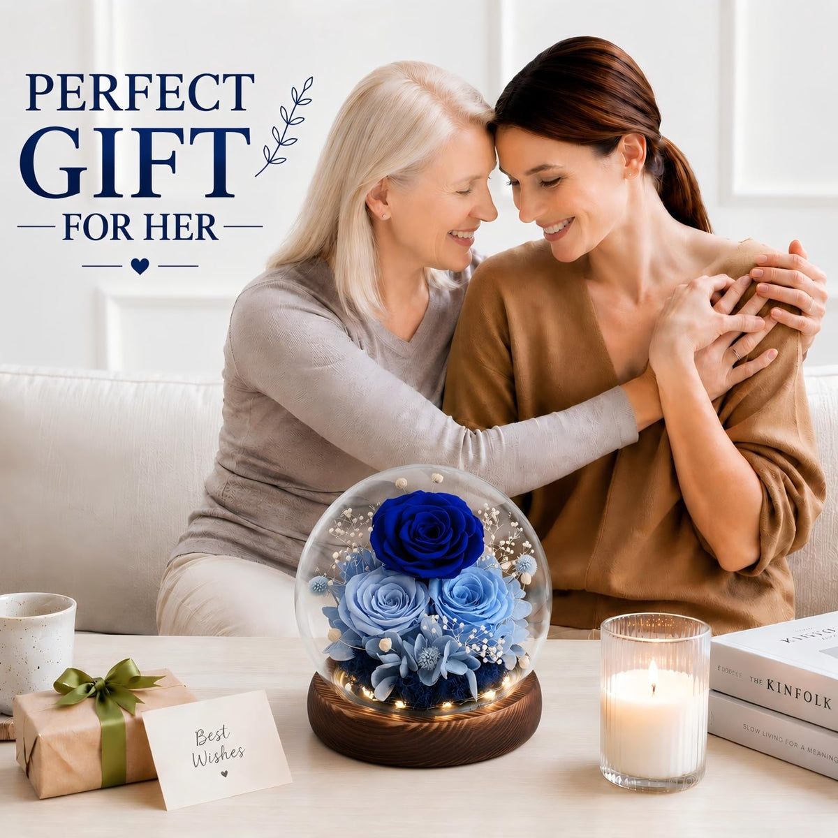 FIACO preserved rose inside a clear dome is maintenance-free decor.