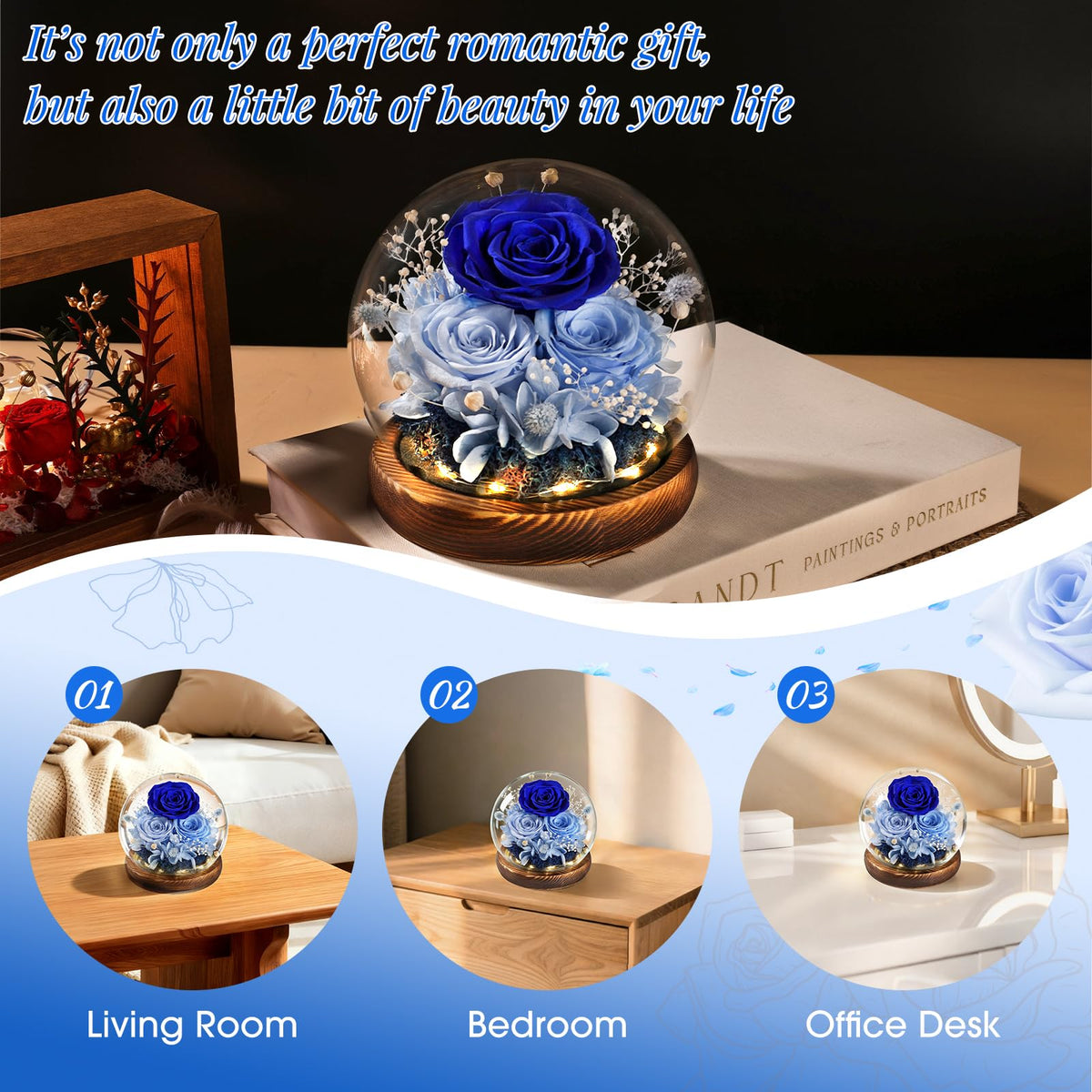 FIACO romantic gift rose dome, a timeless gesture for her.