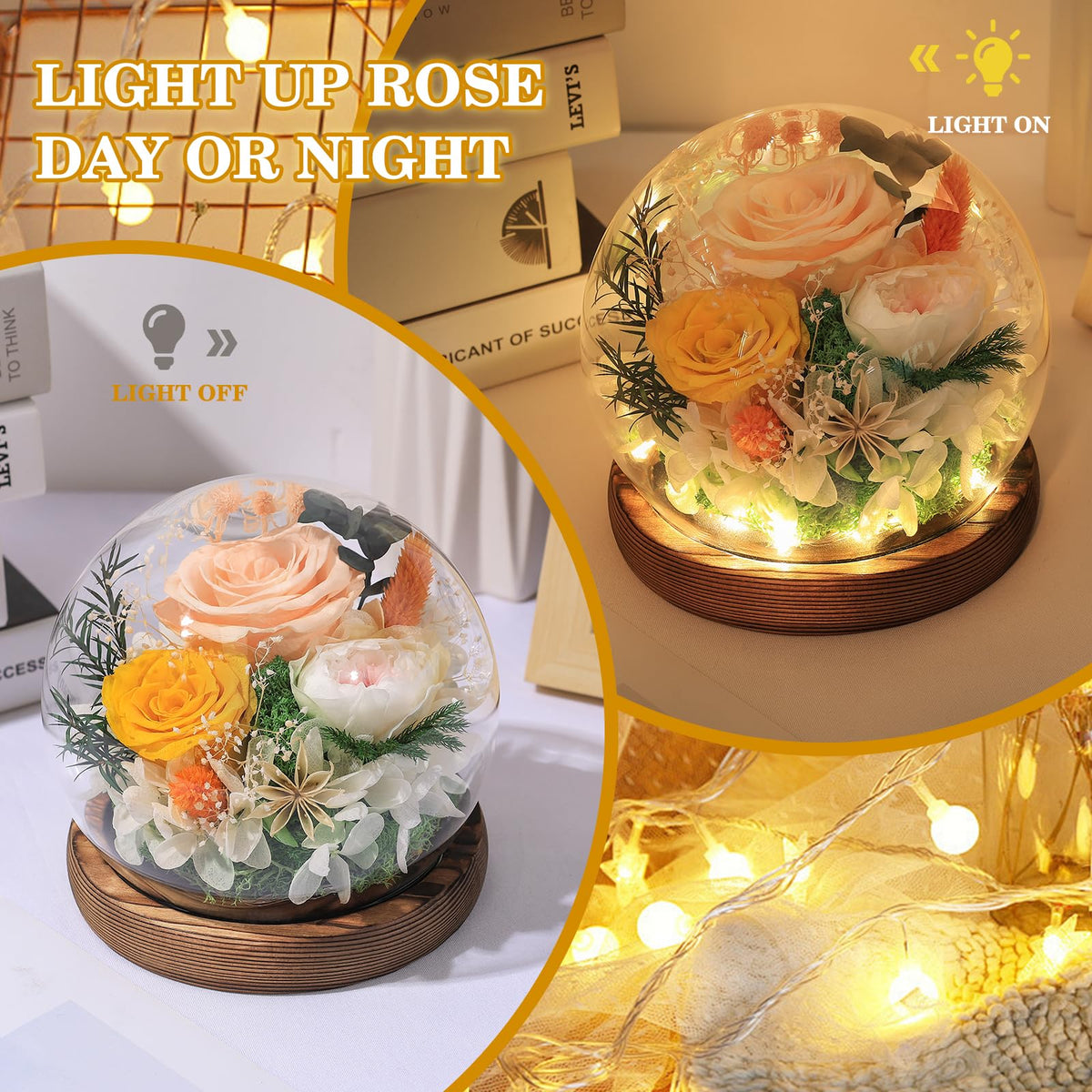 FIACO rose encased accent enhances desk or living room decor