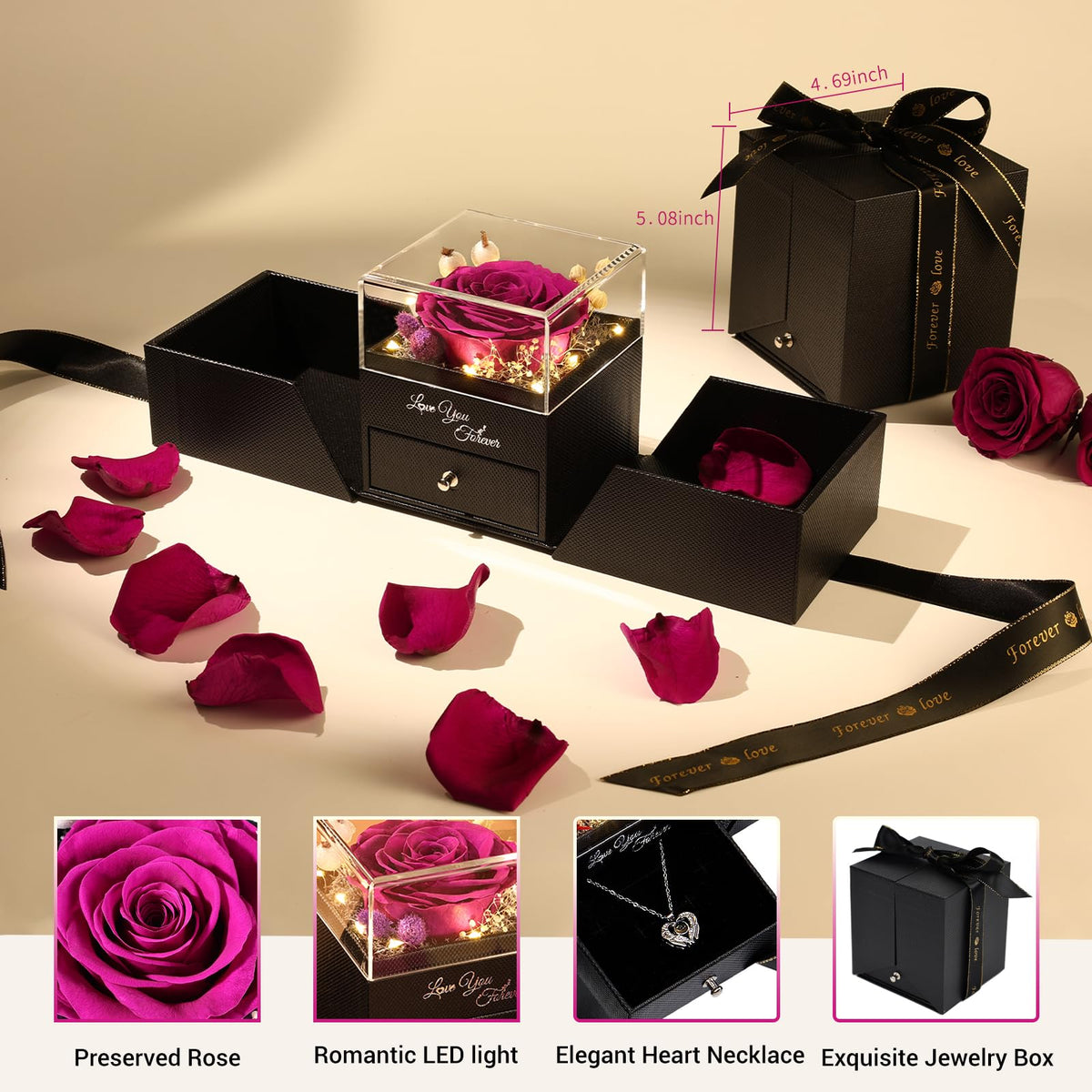 FIACO rose LED gift box creates a romantic display.