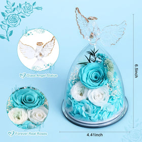FIACO three preserved roses under glass dome create a lasting romantic centerpiece