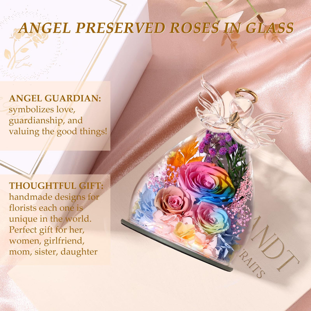 FIACO versatile rose in glass angel for multiple occasions.