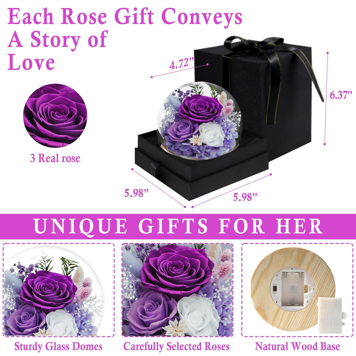FIACO warm-white LED rose dome adds romantic ambiance to any room