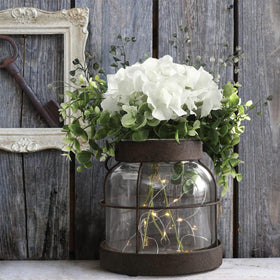 FIAHOSEY hydrangea bouquet and greenery highlight rustic farmhouse charm