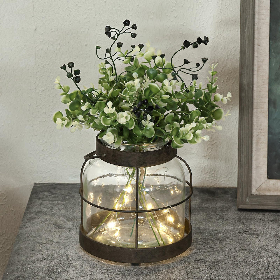 FIAHOSEY vintage glass farmhouse vase enhances year-round home decor.