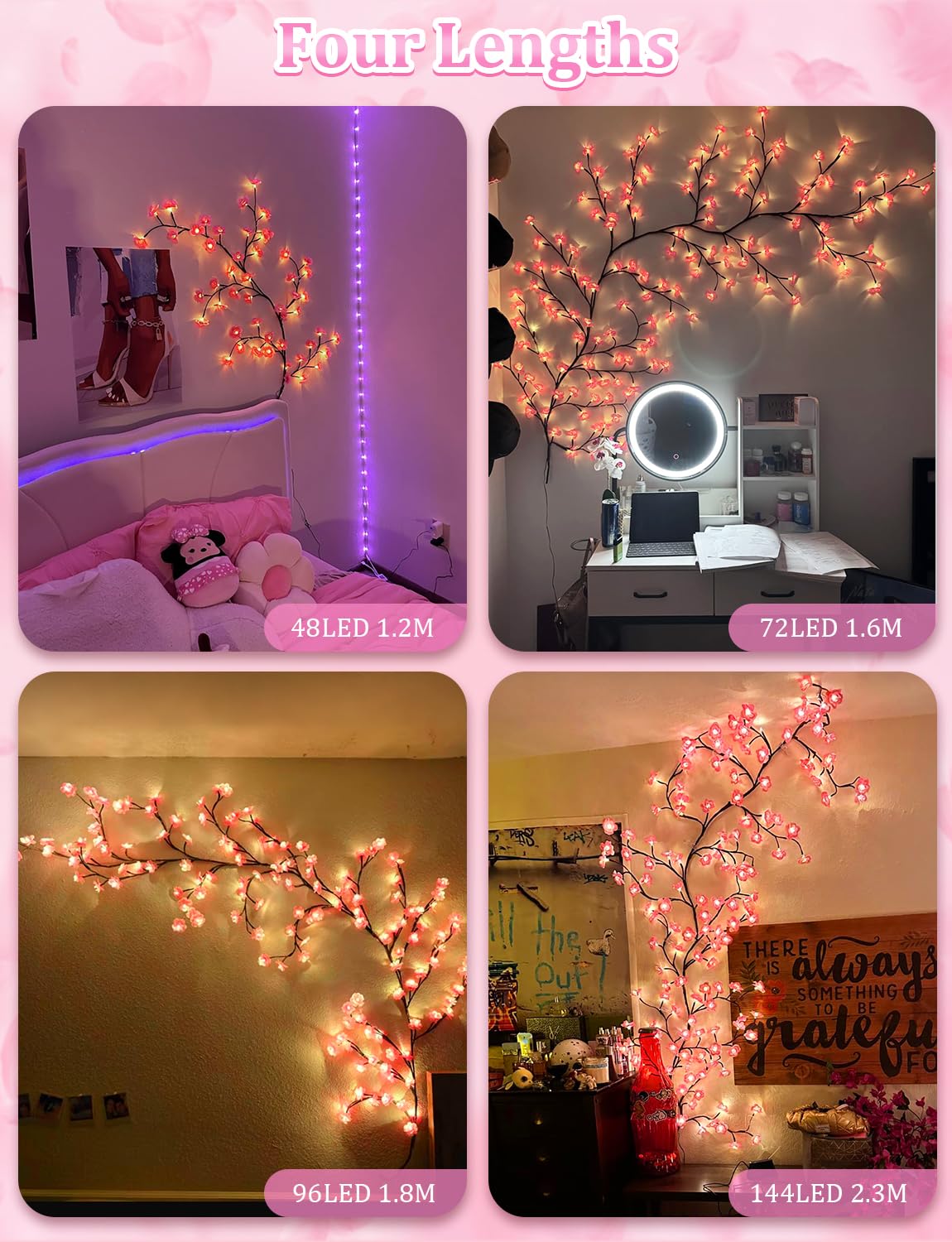 FIALAME cherry blossom lights enhance cozy bedroom ambiance